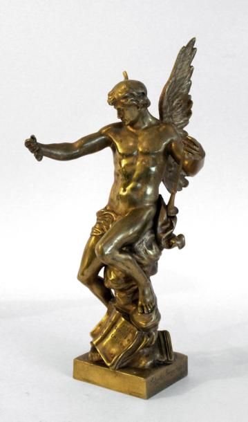 null Emile Louis PICAULT (1833-1915) Le semeur d’idées. Bronze à patine dorée signé,...