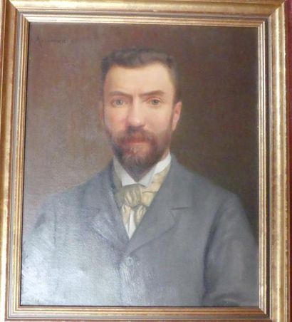 null Antoniadi. Portrait d'homme à la barbe, huile sur toile. 