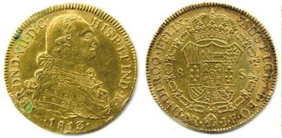 null COLOMBIE – FERDINAND VII Roi d’Espagne (1808-1822) 8 escudos d’or (buste de...
