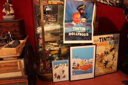 null Quatre affiches Tintin encadrées 