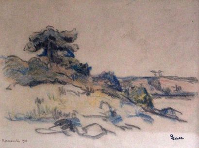 null Maximilien LUCE (1858-1941). Dunes à Kermouster, 1914, pastel signé en bas à...