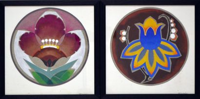 null Lucien VIROT (1909-2003) Fleurs. Paire d'aquarelles signées en bas à droite....
