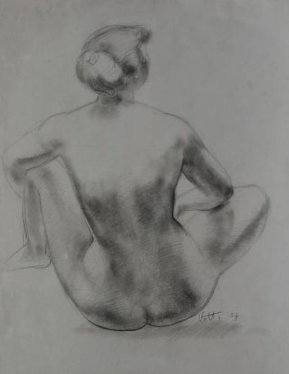 null *Antoniucci VOLTI (1915-1989) Femme nue de dos. Mine de plomb signée et datée...