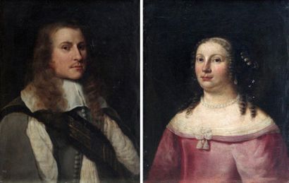 null Johan VAN HAENSBERGEN (1642-1705) (Attribué à). Portraits de jeune homme et...