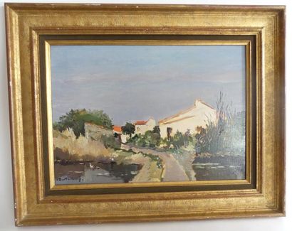 null GERARD BARTHELEMY (1927-2016), Village Provençal, Huile sur toile signée en...