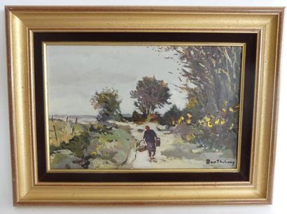 null GERARD BARTHELEMY (1927-2016), Chemin de Genêts huile sur toile signée en bas...