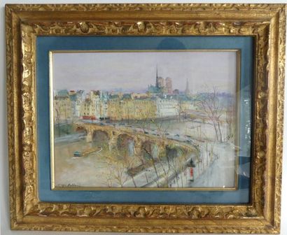 null SERGE BELLONI (1925-2005), La Seine. Huile sur toile signée en bas à gauche....
