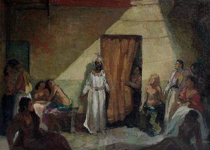 null Gaston DE CIRMEUSE (1886-1963) Scène de Harem. Huile sur toile signée en haut...