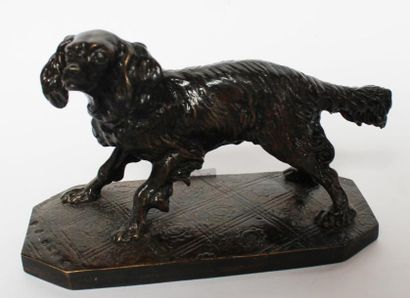 null P.J. MENE (1810-1879), Chien King-charles, bronze à patine brune. Signé sur...