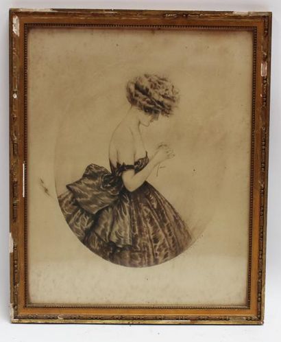 null MAURICE MILLIERE (1871-1946), Jeune femme à la marguerite, lithographie à vue...