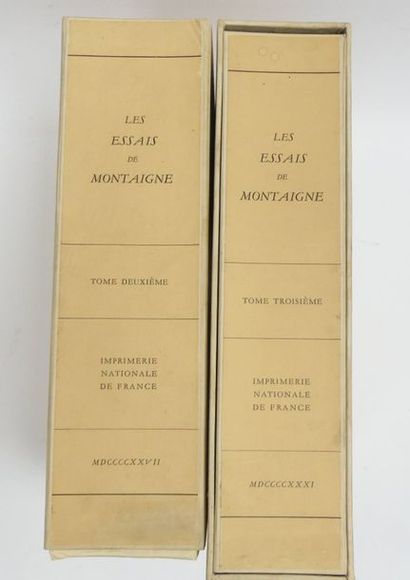 null MONTAIGNE. Les Essais (…). Paris, Imprimerie Nationale, 1906-1931. 3 vol. in-folio...