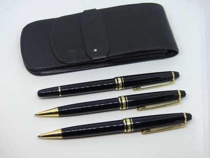 null MONTBLANC Parure comprenant un STYLO BILLE, un PORTE MINE et un ROLLER. Dans...