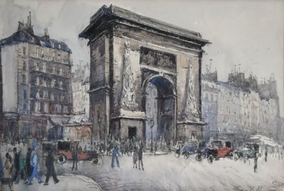 null FRANK-WILL (1900-1951). La porte Saint Martin, 1926. Aquarelle signée, située...