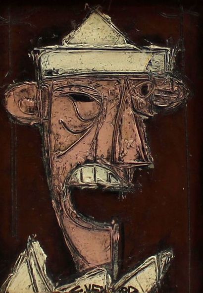 null Claude VENARD (1913-1999). Clown tourné vers la droite. Toile signée en bas...