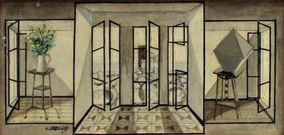 null Claude VENARD (1913-1999). Fenêtres, série des fenêtres cosmiques. Toile signée...