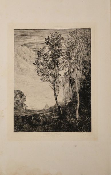 null Jean-Baptiste Camille COROT (1796-1875). Souvenir d'Italie. Eau-forte. 53 x...