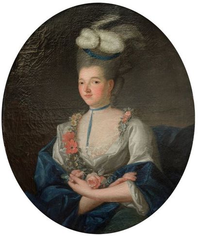 null Ecole française vers 1780, entourage de Charles LECLERCQ. Portrait de dame à...
