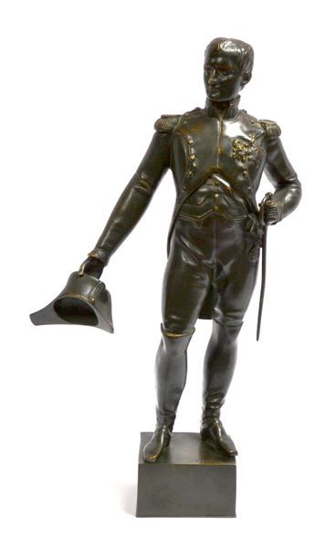 null CECIANI XIXe. Napoléon Bonaparte. Epreuve en bronze à patine noir, signée sur...
