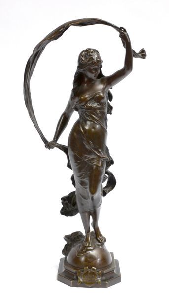 null Auguste MOREAU (1834-1917). La Brise. Epreuve en bronze à patine médaille, signée...