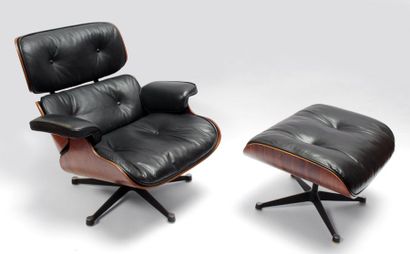 null Charles EAMES (1907-1978) et Ray EAMES (1912-1988) FAUTEUIL et son OTTOMAN Lounge...