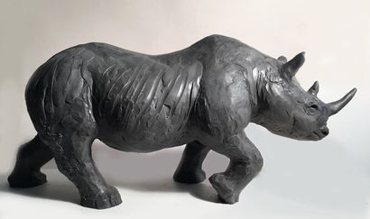 Jorge BORRAS, né en 1952 Jorge BORRAS, né en 1952. Rhinocéros. Epreuve en bronze...