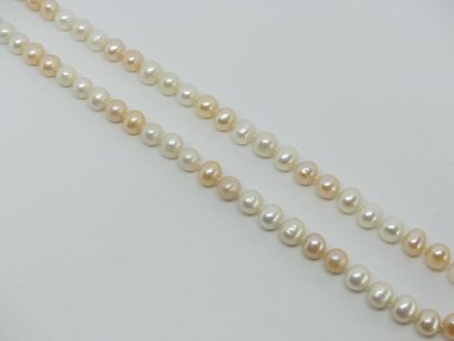 null COLLIER composé de perles roses et blanches en alternance, fermoir or. 