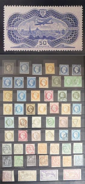 null FRANCE Emissions 1849/1970 : Collection de timbres neufs et oblitérés, en 10...