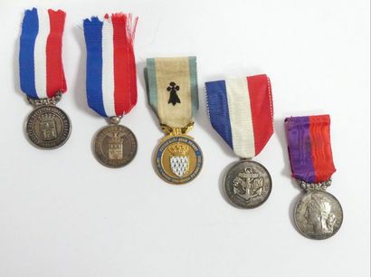 null Médailles d'Honneur Sociétés de Sauvetage. Lot de 5 médailles: Sauveteurs du...