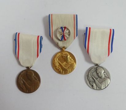 null Lot de 3 médailles de la Reconnaissance française. B.E.