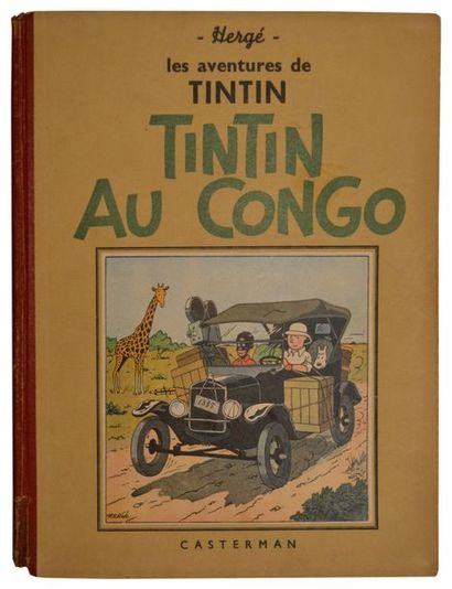 null HERGÉ. TINTIN au Congo. Edition noir et blanc dite petite image collée. Casterman,...