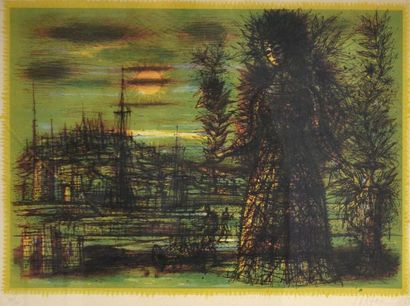 null Jean CARZOU (1907-2000) Déesse dans un paysage. Lithographie en couleurs signée...