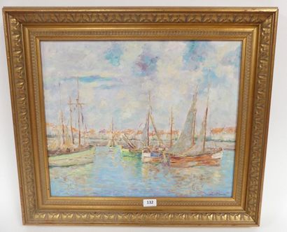 null Henri STERN (1902-1988), Le port de Blankenberge, Huile sur toile SBD, 46 x...
