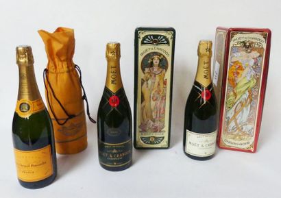 null Trois bouteilles de CHAMPAGNE, MOET ET CHANDON BRUT IMPERIAL en coffret métallique...