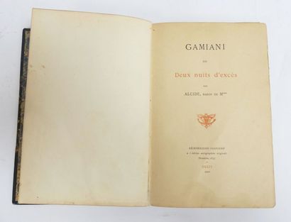 null MUSSET Alfred de. Gamiani, ou deux nuits d’excès, par Alcide, baron de M***....