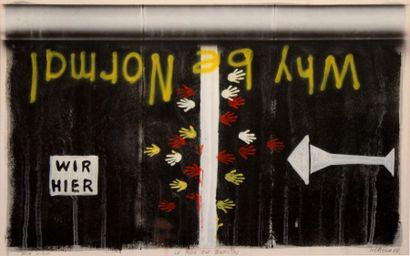 null Peter KLASEN (1935) Le mur de Berlin, wir hier. Gouache signée et datée 87 en...