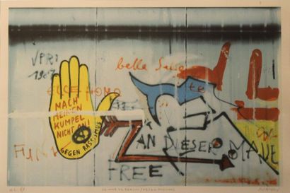 null Peter KLASEN (1935) Le mur de Berlin/Gegen rassismus. Lithographie en couleurs...