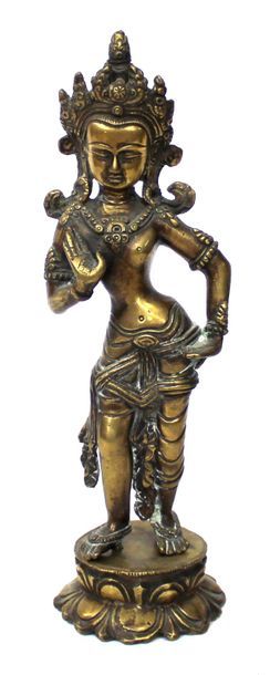 null Divinité dansante, probablement une Dakini, en bronze doré. Tibet. H. 30 cm