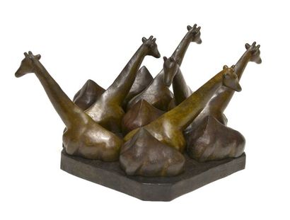 null Véronique VASTER, née en 1959. Troupeau de girafes. Sculpture en bronze à patine...