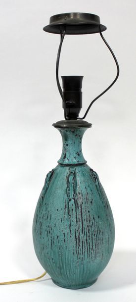 null Svend HAMMERSHØI (1873-1948) PIED de LAMPE de forme ovoïde, en céramique émaillée...