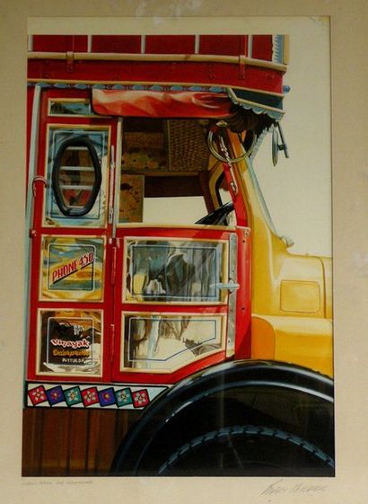 null Barry MITCHELL (1953). Indian Truck. Aquarelle et gouache signée dans la marge...