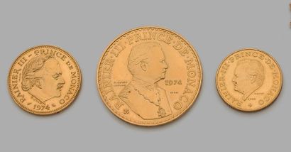 null PIECE de 50 francs Monaco Rainier III, 1974, PIECE de 10 francs Monaco Rainier...