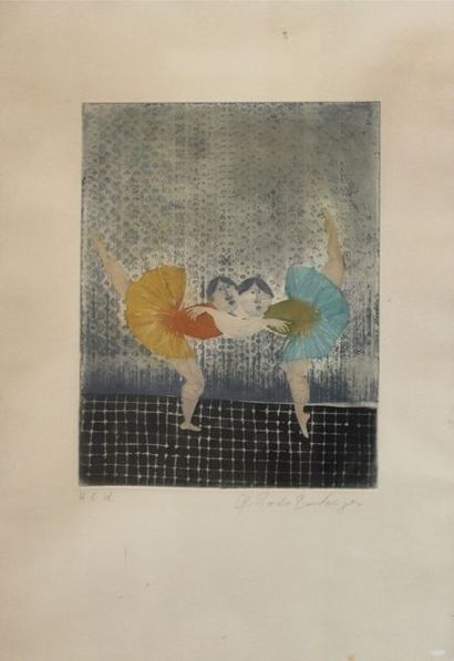 null Graciela RODO BOULANGER (1935) Deux ballerines. Eau-forte et aquatinte en couleurs...