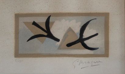 null Georges BRAQUE (1882-1963) Les oiseaux. Lithographie en couleurs signée et numérotée...