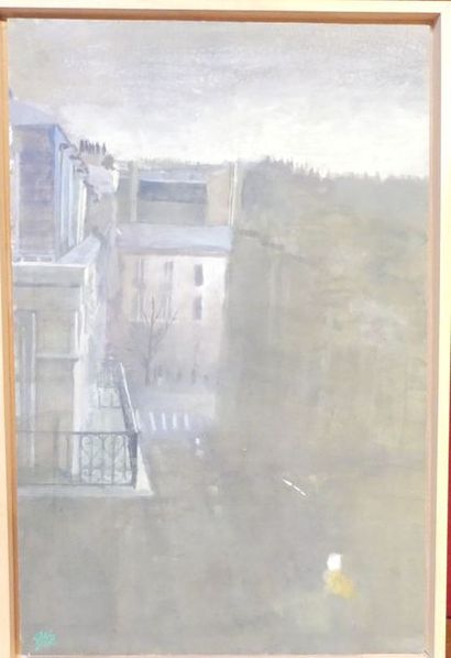 null Ecole française XXe, Vue de Paris, aquarelle sur papier marouflé sur panneau...