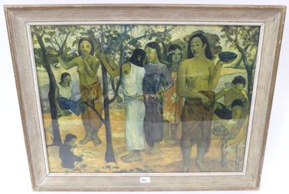  Reproduction encadrée de Paul Gauguin. Nave Nave Mahana. 56x76 cm. Gazette Drouot