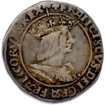 null FRANÇOIS Ier 1515-1547. Teston d’argent (12e type) Point 12e = Lyon. (9,47 ...
