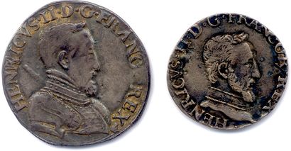 null HENRI II 1547-1559 et FRANÇOIS II 1559-1560. Lot de 2 monnaies d’argent : HENRI...