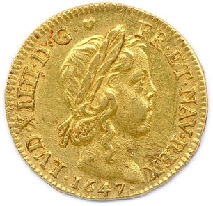 null LOUIS XIV 1643-1715. Son buste jeune. R/. Croix formée de 8 L. Louis d’or à...