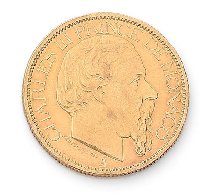 null *PIECE de 100 francs or Monaco, à l'effigie de Charles II, 1882. Poids 32,1...