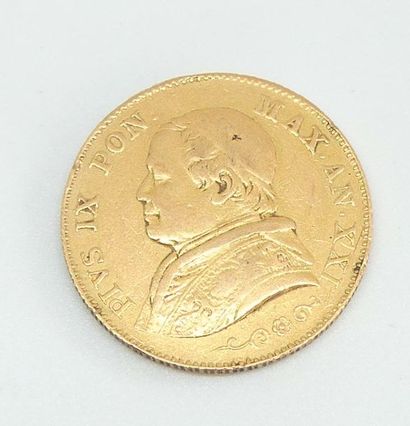 null *PIECE de 20 lires en or à l'effigie du Pape Pie IX, 1866